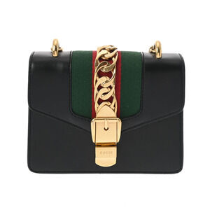 Gucci Sylvie leather chain crossbody bag black